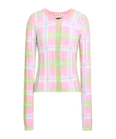 Marni Plaid Lightweight Knit Sweater In Multi
