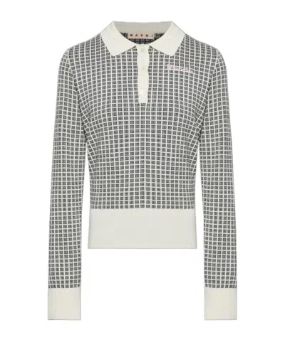 MARNI MARNI CHECKERED POLO KNITTED SWEATER