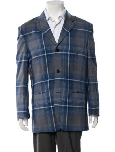 Pre-owned Marni Plaid Print Blazer In Blue