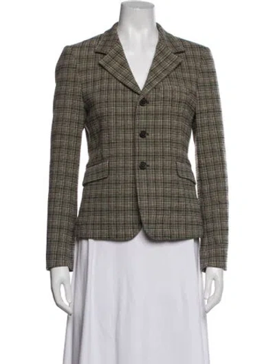 Pre-owned Marni Plaid Print Blazer In Green