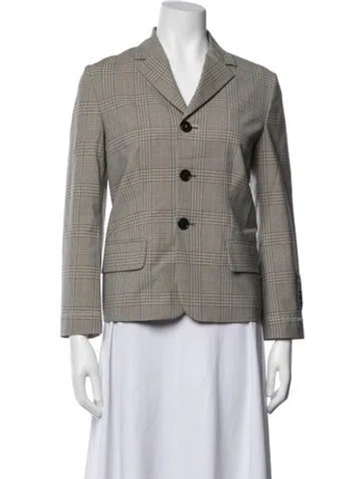 Pre-owned Marni Plaid Print Blazer W/ Tags In Grey