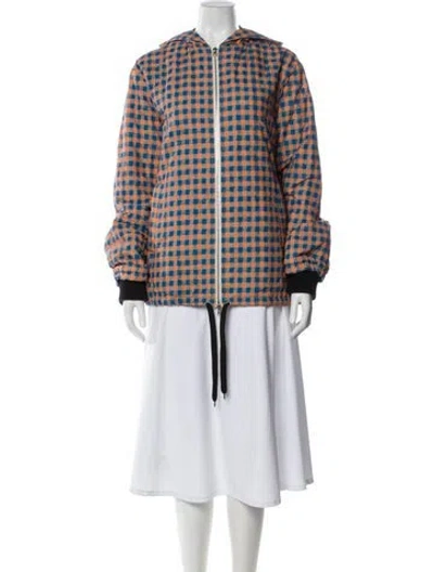 Pre-owned Marni Plaid Print Bomber Jacket In Blue