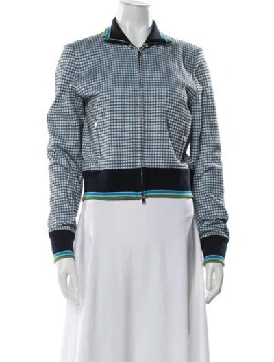 Pre-owned Marni Plaid Print Bomber Jacket In Blue