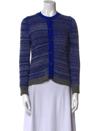 Pre-owned Marni Plaid Print Crew Neck Sweater In Blue
