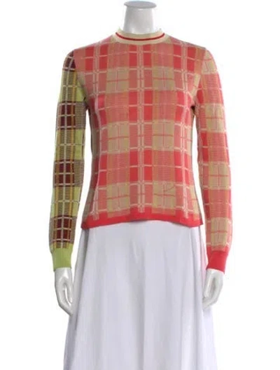 Pre-owned Marni Plaid Print Crew Neck Sweater In Pink