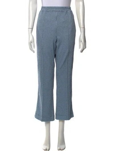 Pre-owned Marni Plaid Print Flared Pants In Blue