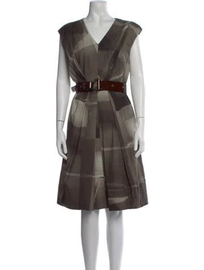 Pre-owned Marni Plaid Print Knee-length Dress In Gray