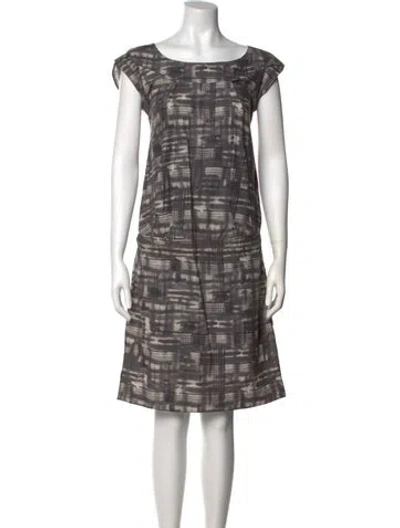 Pre-owned Marni Plaid Print Knee-length Dress In Gray
