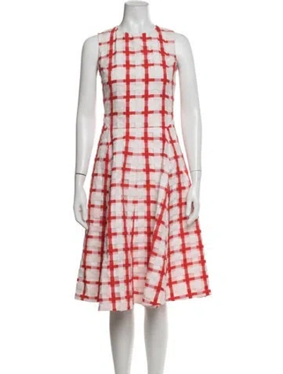 Pre-owned Marni Plaid Print Knee-length Dress In White