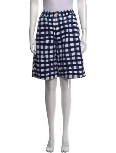 Pre-owned Marni Plaid Print Knee-length Shorts In Blue