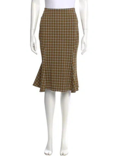 Pre-owned Marni Plaid Print Knee-length Skirt In Yellow
