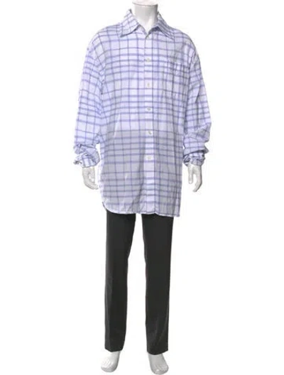Pre-owned Marni Plaid Print Long Sleeve Dress Shirt In Blue