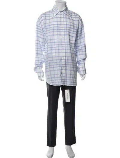 Pre-owned Marni Plaid Print Long Sleeve Dress Shirt In White