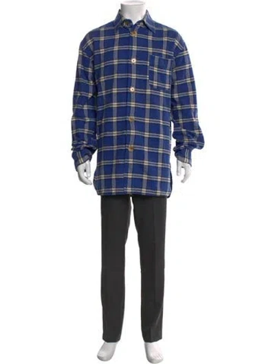 Pre-owned Marni Plaid Print Long Sleeve Shirt In Blue