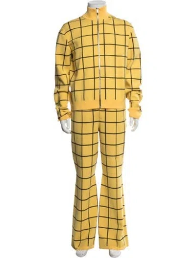Pre-owned Marni Plaid Print Lounge Bottoms In Yellow
