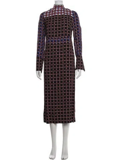 Pre-owned Marni Plaid Print Midi Length Dress In Black