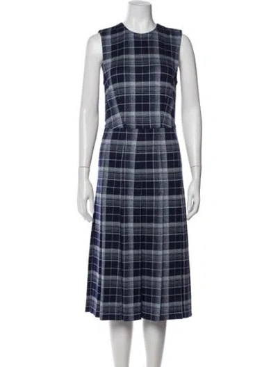 Pre-owned Marni Plaid Print Midi Length Dress In Blue