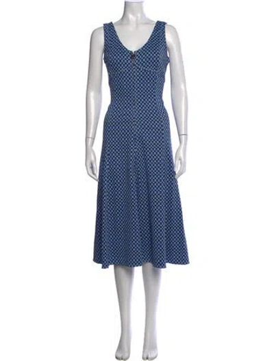 Pre-owned Marni Plaid Print Midi Length Dress In Blue