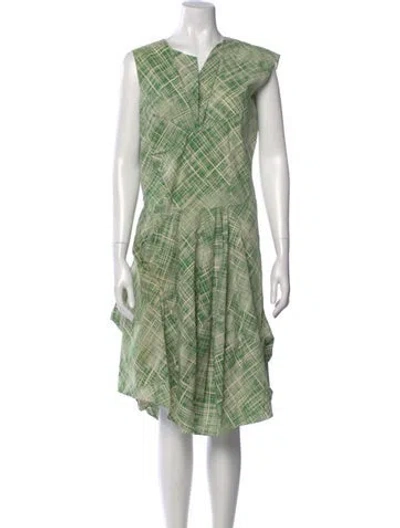 Pre-owned Marni Plaid Print Midi Length Dress In Green