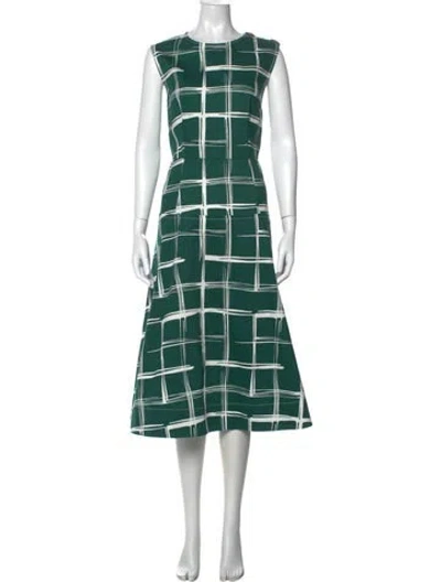 Pre-owned Marni Plaid Print Midi Length Dress W/ Tags In Green