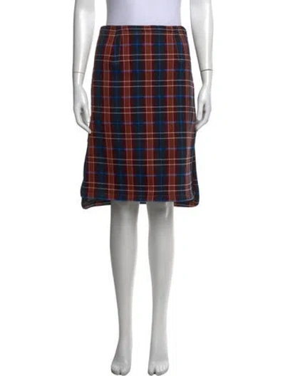 Pre-owned Marni Plaid Print Midi Length Skirt In Blue