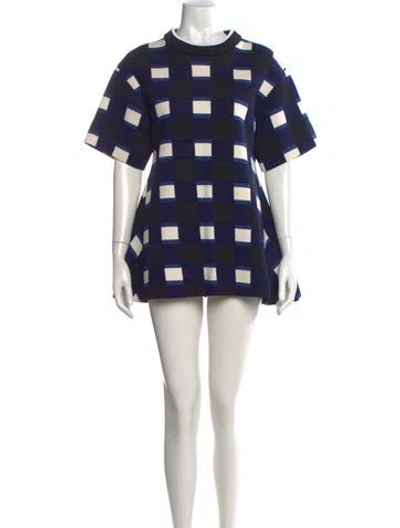 Pre-owned Marni Plaid Print Mini Dress In Blue