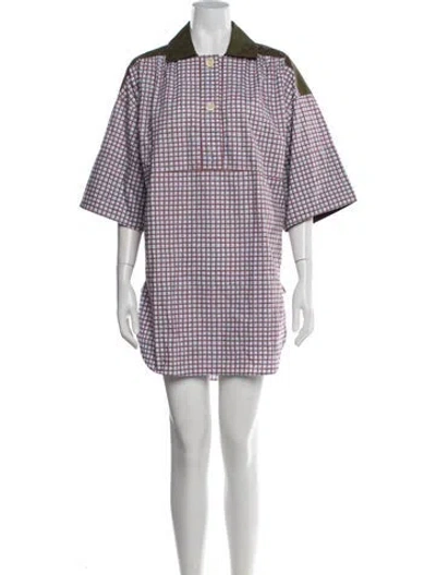 Pre-owned Marni Plaid Print Mini Dress In Blue