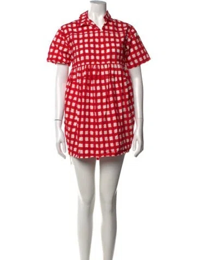 Pre-owned Marni Plaid Print Mini Dress In Red