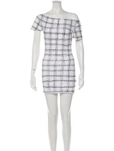 Pre-owned Marni Plaid Print Mini Dress In White