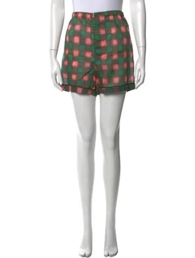 Pre-owned Marni Plaid Print Mini Shorts In White