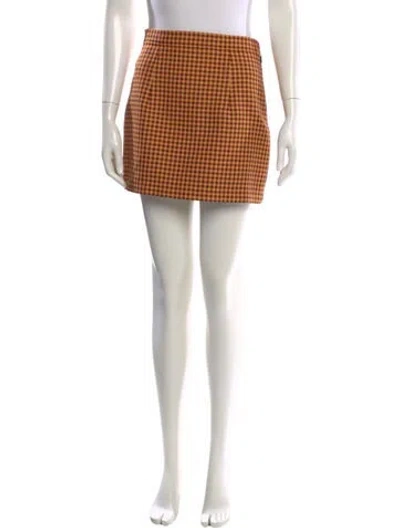 Pre-owned Marni Plaid Print Mini Skirt In Orange