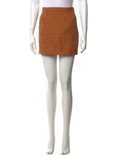 Pre-owned Marni Plaid Print Mini Skirt In Orange