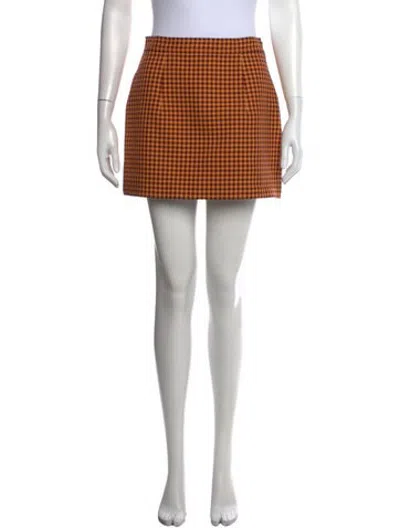 Pre-owned Marni Plaid Print Mini Skirt In Orange