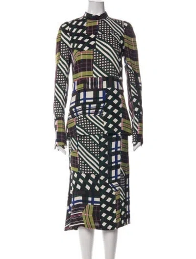 Pre-owned Marni Plaid Print Skirt Set In Green