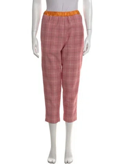 Pre-owned Marni Plaid Print Straight Leg Pants In Red