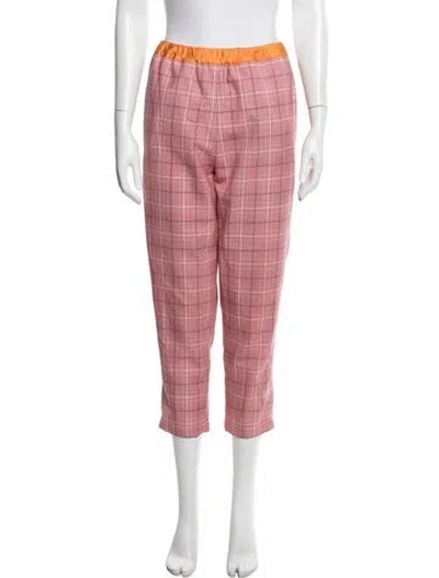 Pre-owned Marni Plaid Print Straight Leg Pants In Red