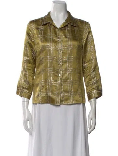 Pre-owned Marni Plaid Print Three-quarter Sleeve Blouse In Multi