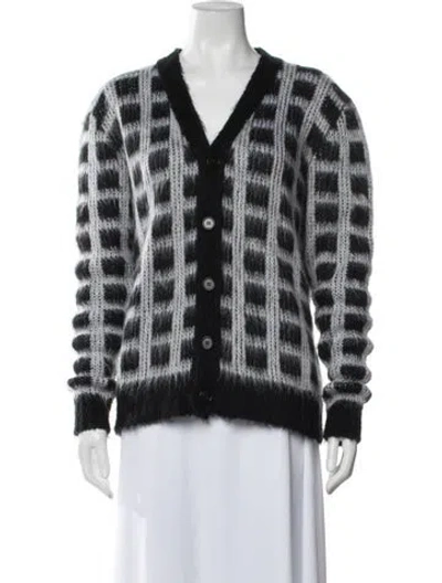Pre-owned Marni Plaid Print V-neck Sweater In Black