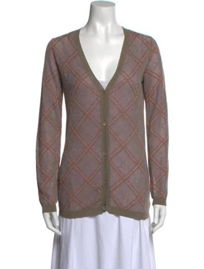 Pre-owned Marni Plaid Print V-neck Sweater In Multi