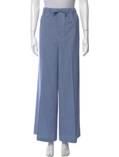 Pre-owned Marni Plaid Print Wide Leg Pants In Blue