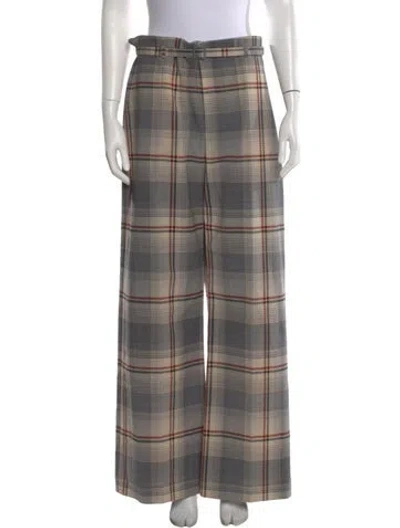 Pre-owned Marni Plaid Print Wide Leg Pants W/ Tags In Gray