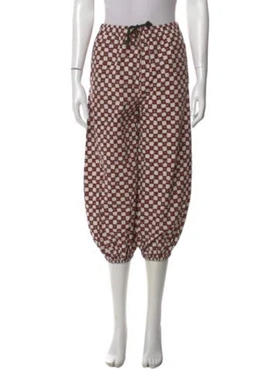 Pre-owned Marni Plaid Print Wide Leg Pants In White