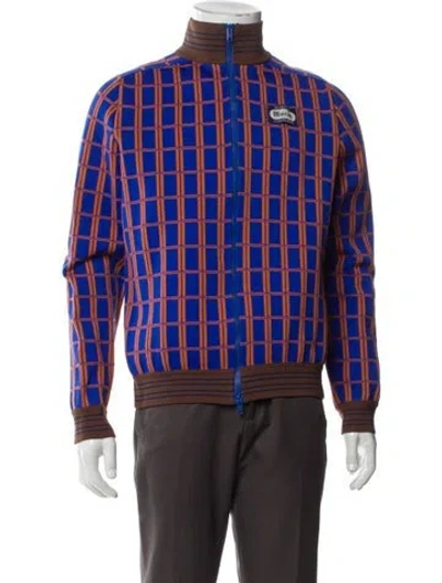 Pre-owned Marni Plaid Print Windbreaker In Blue