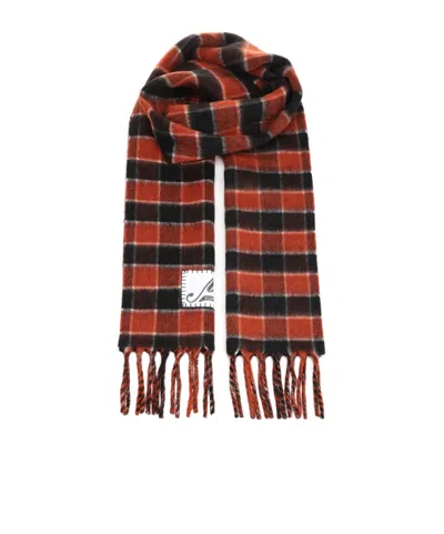 MARNI CHECKED FRINGED SCARF