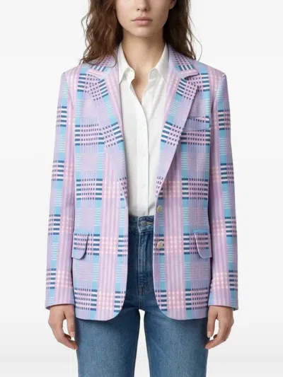 Marni Plaid-check Blazer In Pink