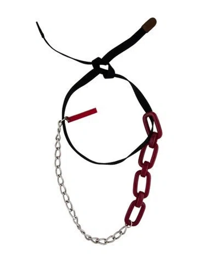 Pre-owned Marni Plastic & Leather Asymmetrical Link Multistrand Necklace