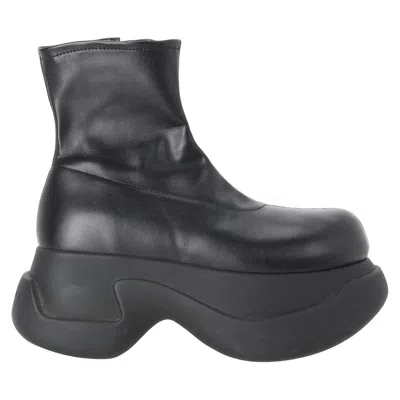 Marni Platform Ankle Boots In Black Leather