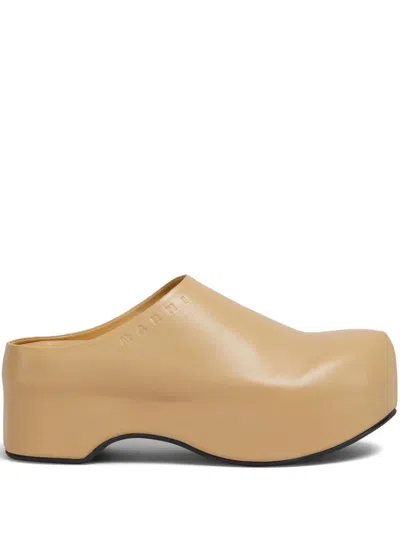 Marni Leather Chunky Sabot Clogs In Nomad