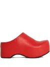 Marni Platform Debossed-logo Slippers In Red