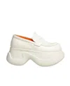 Marni Platform Leather Mocassin Loafers In White